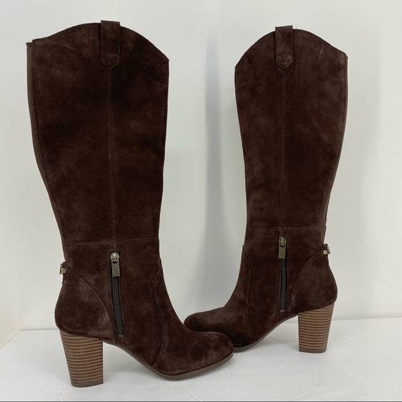 UGG Koolaburra Elinda Knee High Boots NEW Suede Brown Block Heel Western - Picture 10 of 14